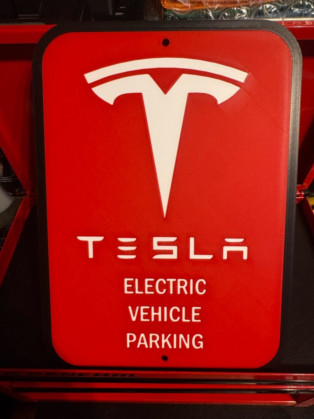 Tesla Red and White Parking Sign